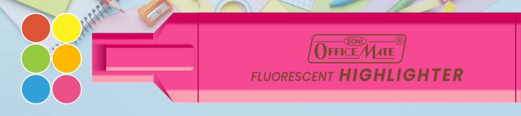 Highlighters - Vibrant/ Fluorescent/ Pastel Colours, Smooth Flow, 3x Longer Lasting, Smudge Proof - Soni OfficeMate - FHIGH_1PC