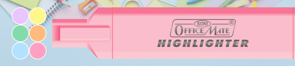 Highlighters - Vibrant/ Fluorescent/ Pastel Colours, Smooth Flow, 3x Longer Lasting, Smudge Proof - Soni OfficeMate - PHIGH_6PCS