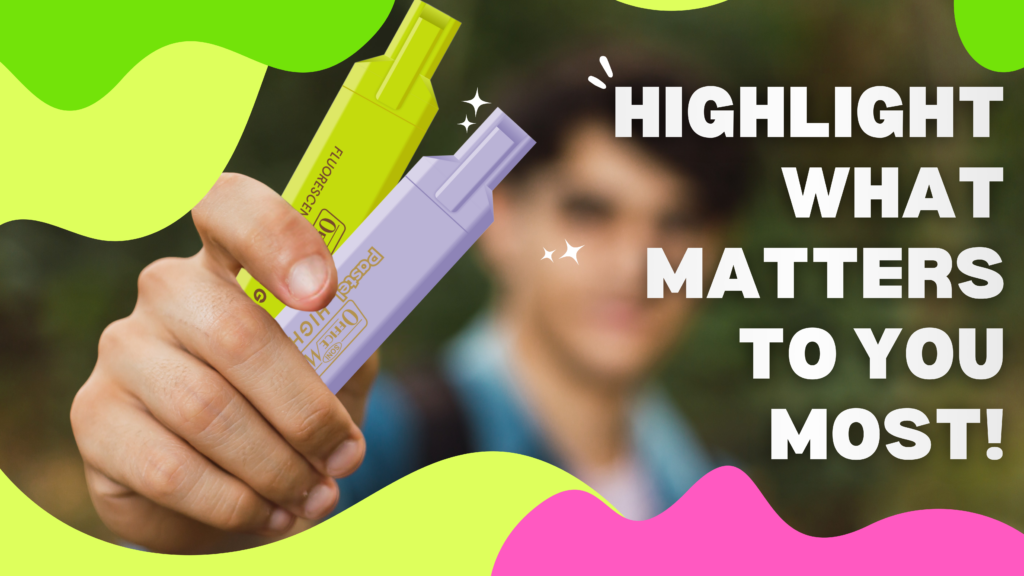 Highlighters - Vibrant/ Fluorescent/ Pastel Colours, Smooth Flow, 3x Longer Lasting, Smudge Proof - Soni OfficeMate - FHIGH_1PC