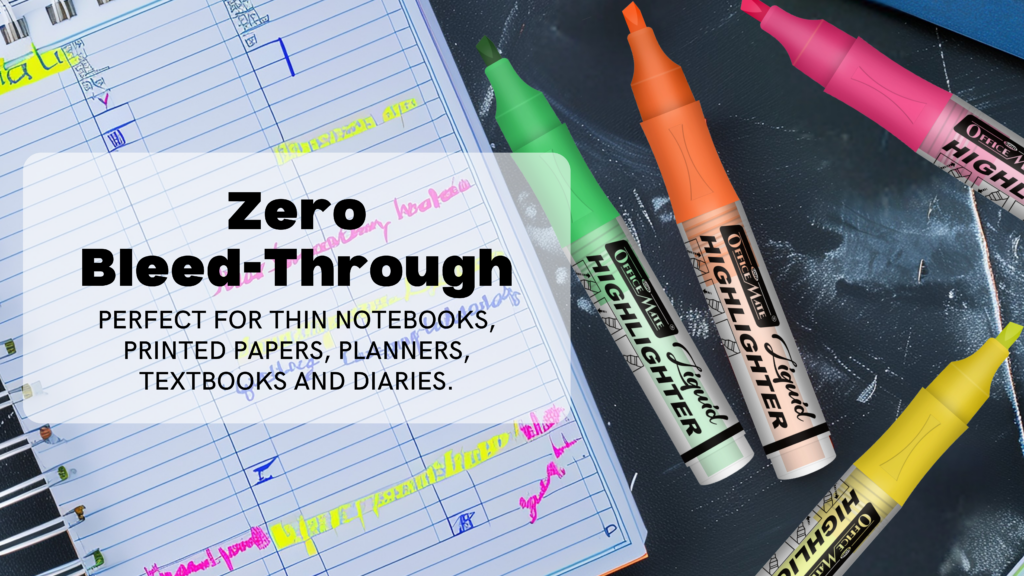 Highlighters - Vibrant/ Fluorescent/ Pastel Colours, Smooth Flow, 3x Longer Lasting, Smudge Proof - Soni OfficeMate - LIQUID_HIGH_4PCS