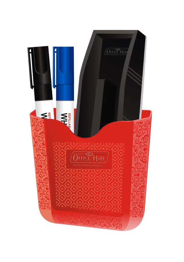 Magnetic Holder with Duster and Markers -Ultimate Convenience - Multipurpose - Pack of 1 - Red -  Soni OfficeMate - MAG_HOLDER_1PC