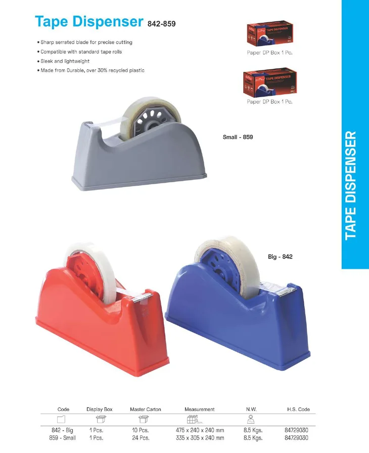 Tape Dispenser - 1pcs - Lightweight, Durable Design - Soni OfficeMate - SMALL_TD_1PC - LARGE_TD_1PC