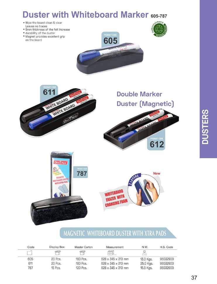 Magnetic Whiteboard Duster with 2 Whiteboard Markers - Ultimate Convenience - Multipurpose - Soni OfficeMate - MAG_WBD_2MS_2M_1PC